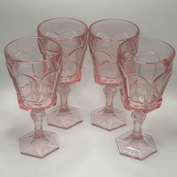 Vintage Fostoria Virginia Pink Water Goblet - Set of 4 - Picture 2 of 8
